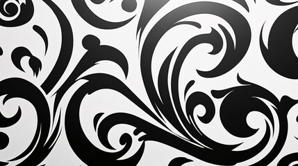 Fototapeta premium Abstract Black and White Swirling Floral Design