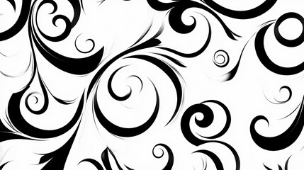 Fototapeta premium Abstract Black and White Swirling Floral Design
