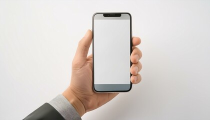 Hand with Phone Blank screen white background