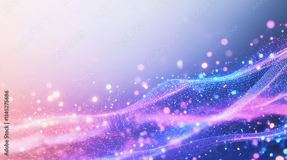 Poster vibrant abstract background with glowing particles and flowing light patterns