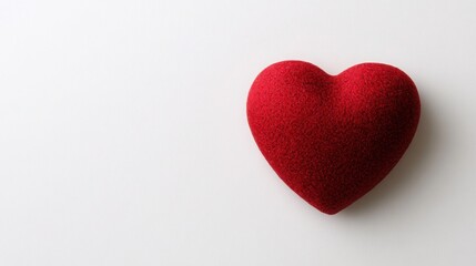 Obraz premium A soft, red heart placed on a white background, symbolizing love and affection. Ideal for concepts of romance and heartfelt emotions.
