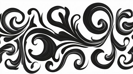 Fototapeta premium Abstract Black Swirls Artistic Floral Design