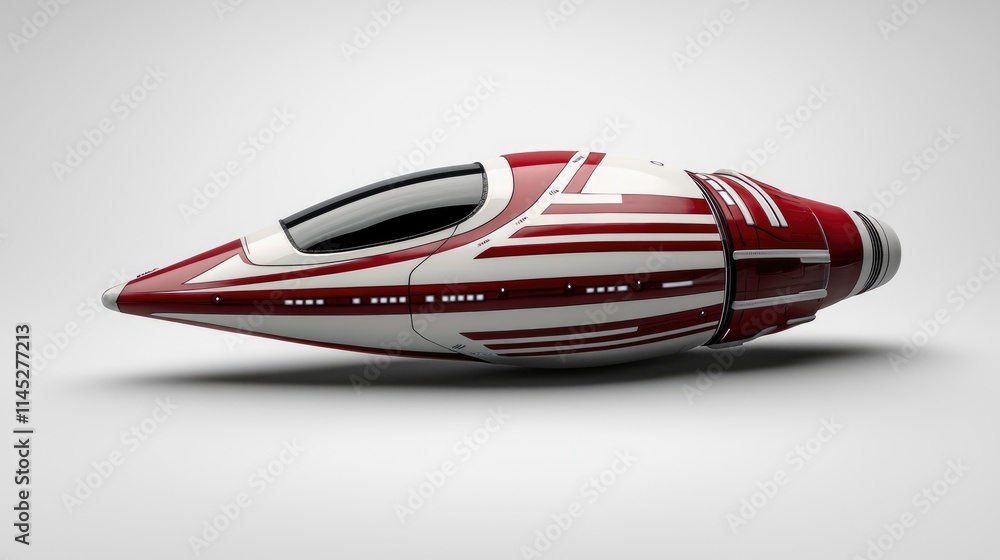 Poster futuristic spacecraft design studio 3d render high-tech environment side view innovation concept