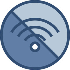 wifi ban icon no wifi signal symbol, transparent background. replaceable blue color design