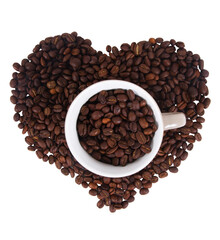 Coffee beans in heart shape