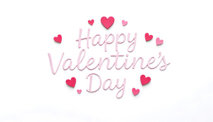 Naklejka premium Happy Valentines Day lettering on greeting card, minimalism, with white tones