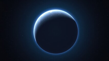 A lone planet floating in the depths of space, surrounded by an aura of soft blue and purple light, floating planet, planetary, gaseous, atmospheric