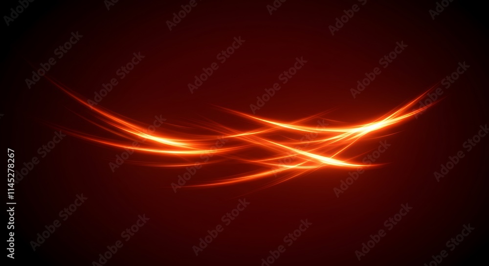 Poster abstract graphic design. orange red light curves and lines create dynamic patterns.