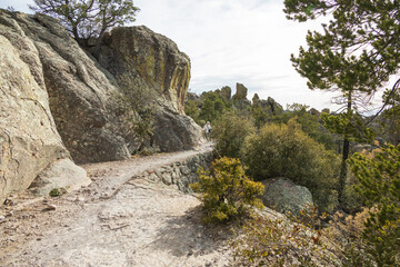 Hiking trail thru rock formations at Chiricahua National Monument, Arizona