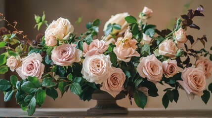 Arreglo de rosas en decoraci&oacute;n floral