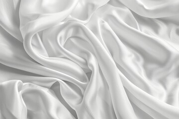  Glossy white satin fabric folds. Detailed photo textured background