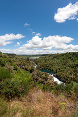 Aratiatia Rapids and Dam Scenic View: Flowing Waikato River in Rocky Gorge, Taupo, New Zealand