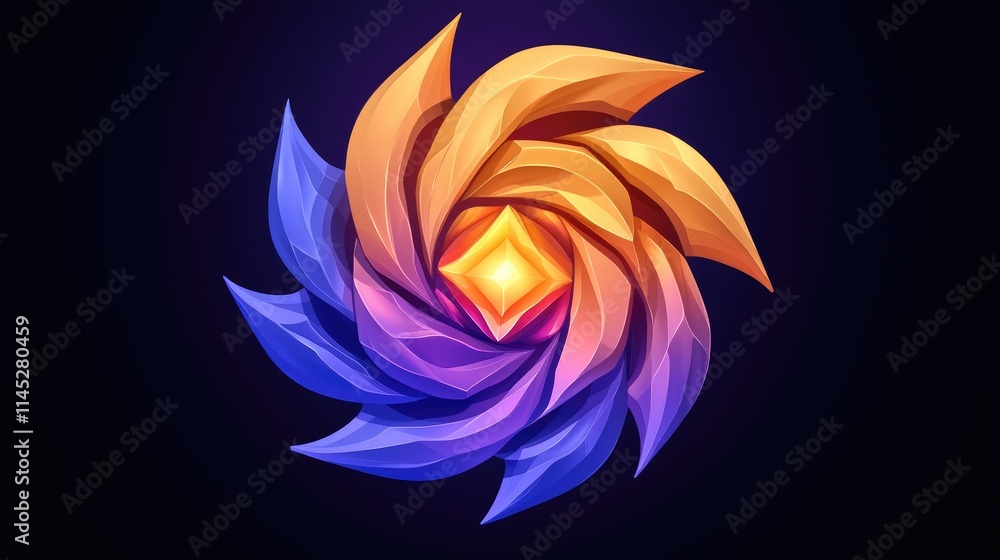 Aufkleber dynamic spiral design in vibrant colors abstract art digital rendering modern aesthetic close-up vie
