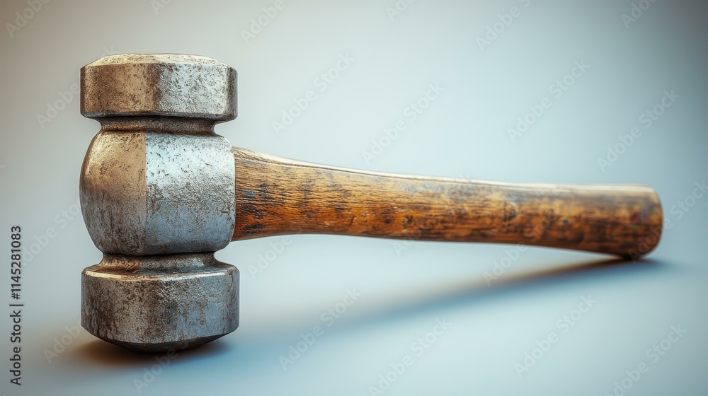Poster diverse hand tools mallet - hammer-like tool with a large flat head for striking objects isolated so