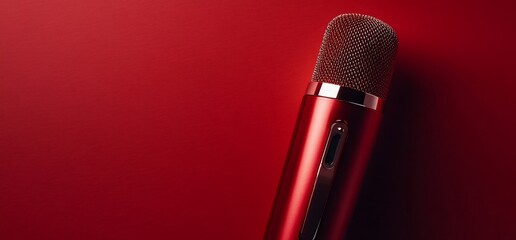 A vibrant red microphone on a matching background, ideal for performances.