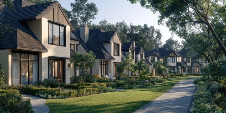 Casas modernas en un vecindario tranquilo