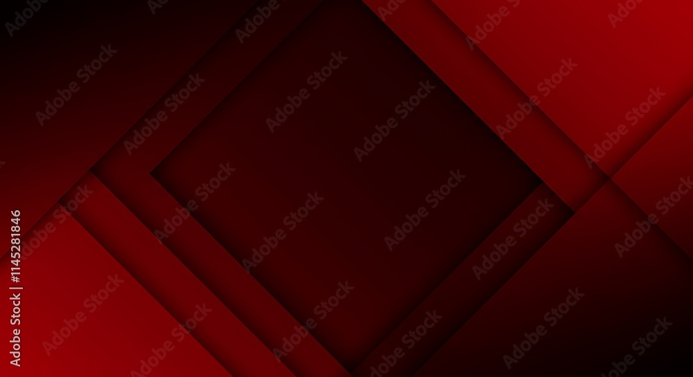 Poster deep red, maroon, abstract geometric background. diagonal layered shapes.