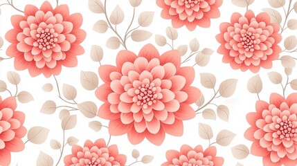 seamless floral pattern with elegant dahlia flowers, intricate petals, soft pastel tones, perfect for wedding invitations, isolated on white background