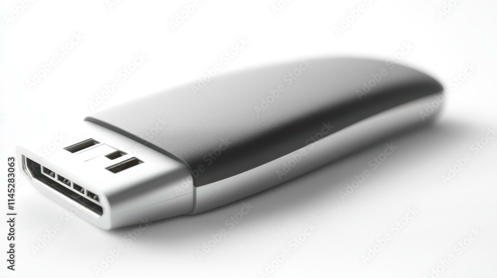 Poster office technology usb flash drive - portable storage device for transferring and storing data isolat