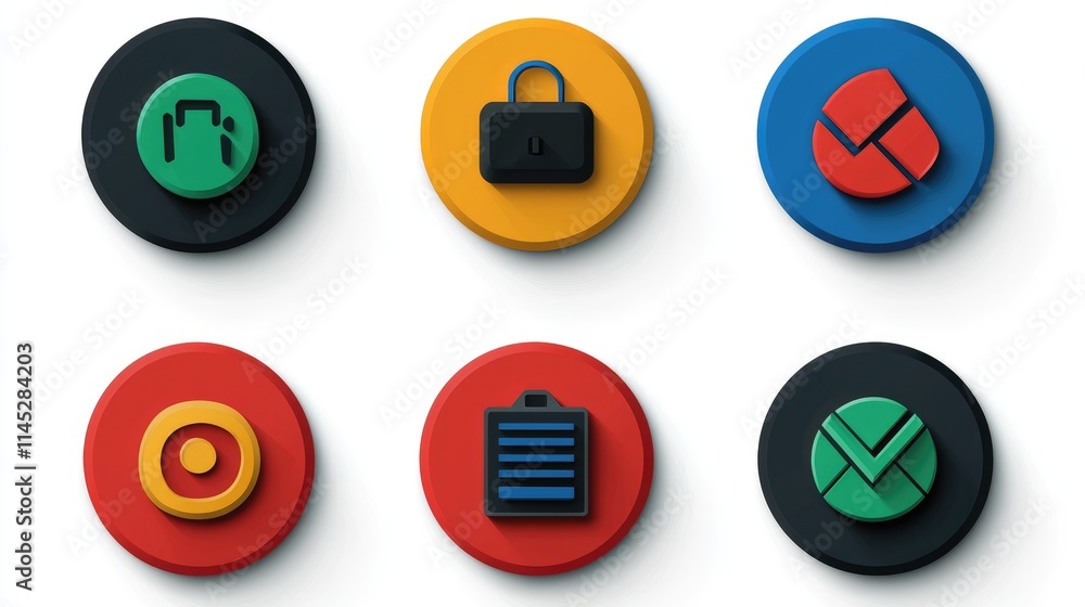 Poster innovative design action icons for digital security software online environment visual graphics mode
