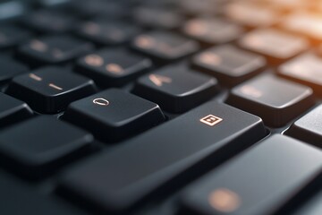 Close-up of a black keyboard with illuminated keys.