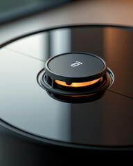 Smart Speaker with LED Ring,  Design and Sleek Appearance Against Blurred Background, For Product Promotion or Technology Marketing