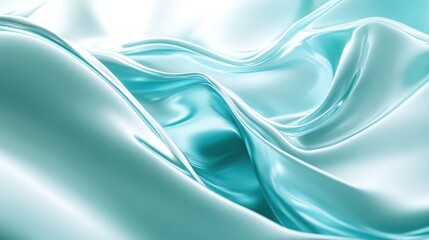 Obraz premium Abstract Teal Silk Drapery Waves Flowing Gently