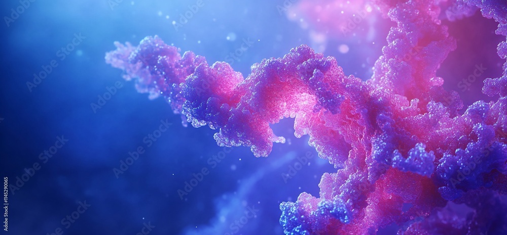 Poster abstract depiction of colorful coral-like structures in a vibrant underwater scene.