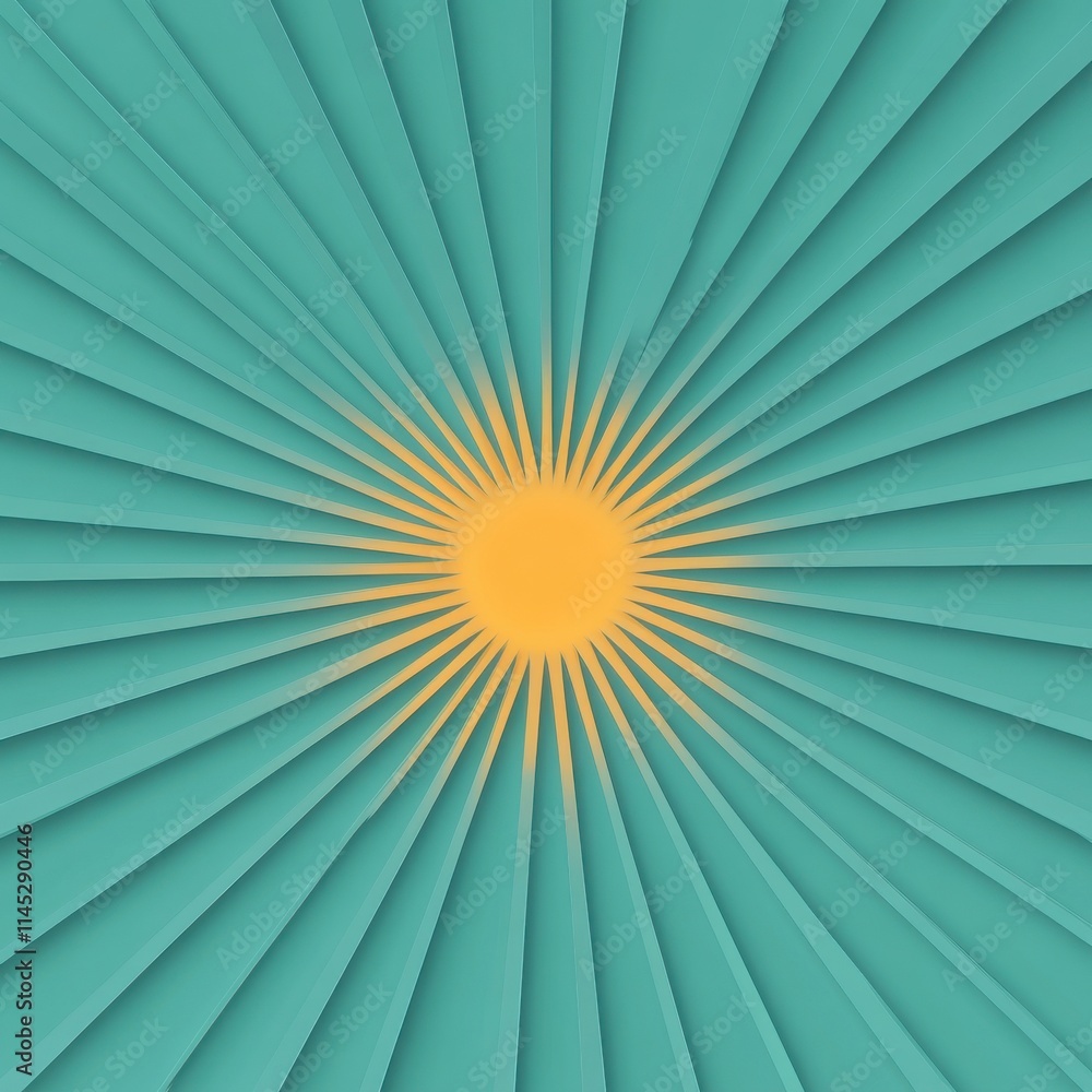 Aufkleber a vibrant sunburst design with teal rays radiating outward, creating a lively and dynamic visual eff