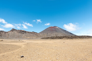 Iconic Mount Ngauruhoe or Mount Doom : Dramatic Volcanic Landscape and Scenic Views in Tongariro National Park, New Zealand
