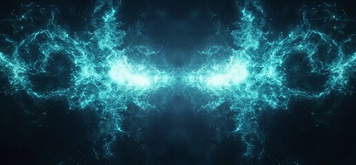 Fototapeta premium Abstract teal energy swirls forming a demonic face.