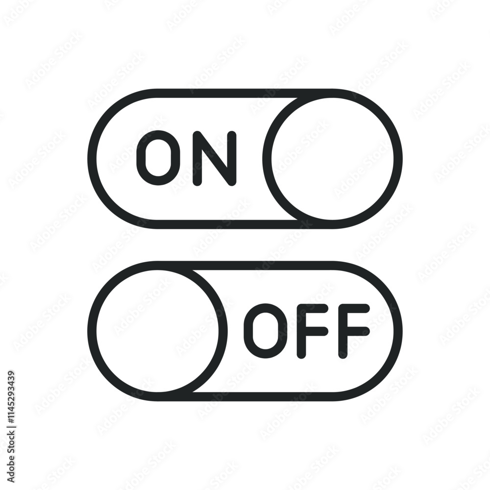 Poster power switch thin line icons. editable stroke and perfect pixel on transparent background
