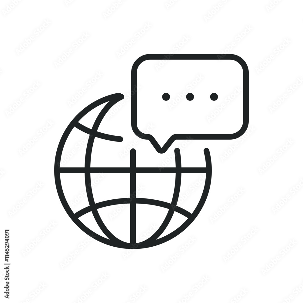 Poster global discussion thin line icons. editable stroke and perfect pixel on transparent background