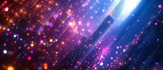 Fototapeta premium Futuristic city lights bokeh background.