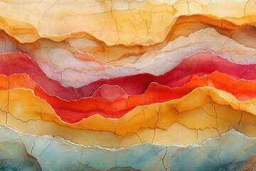 Bright layered abstract art depicting warm colors and gradual transitions in texture