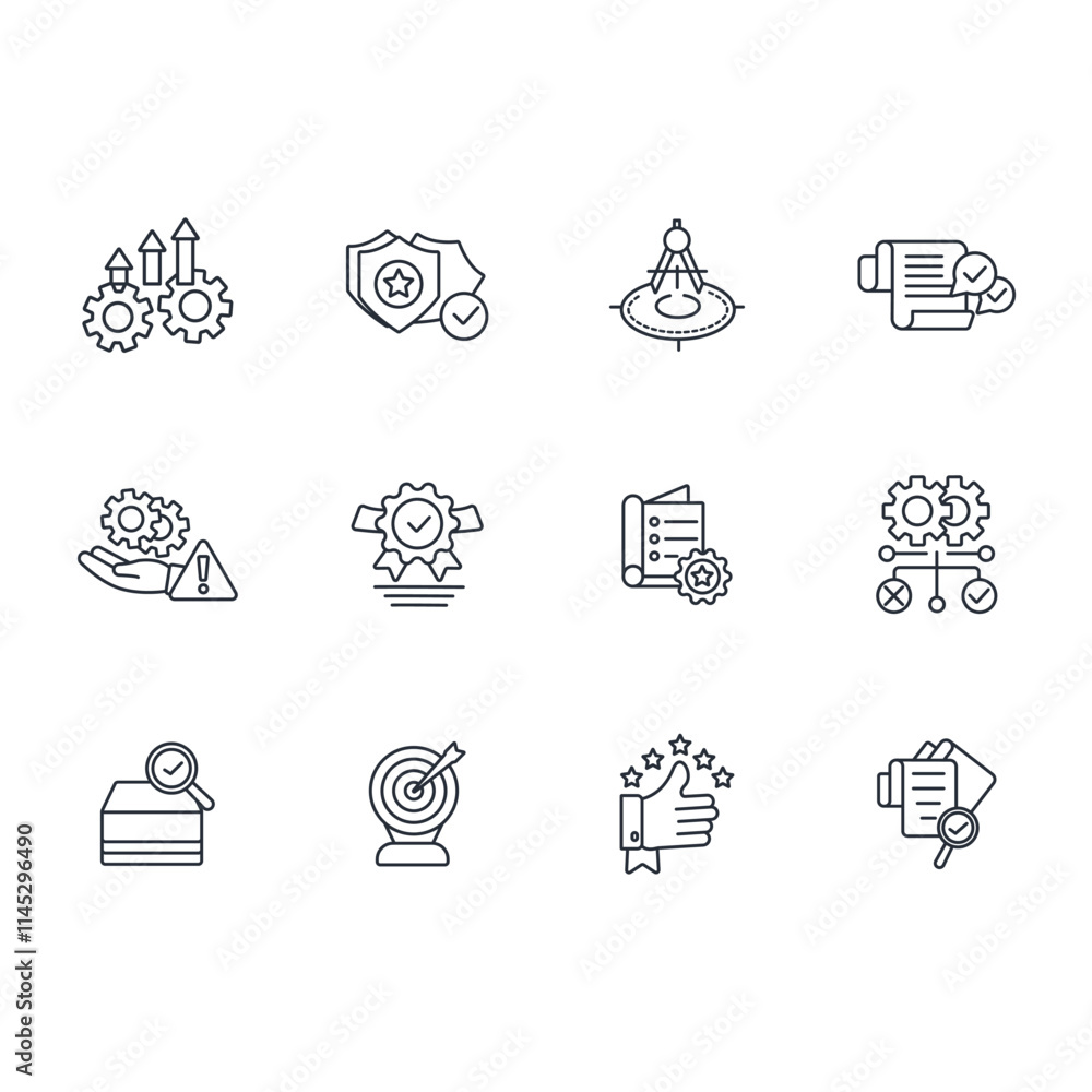 Poster quality control icon set.vector.editable stroke.linear style sign for use web design,logo.symbol ill
