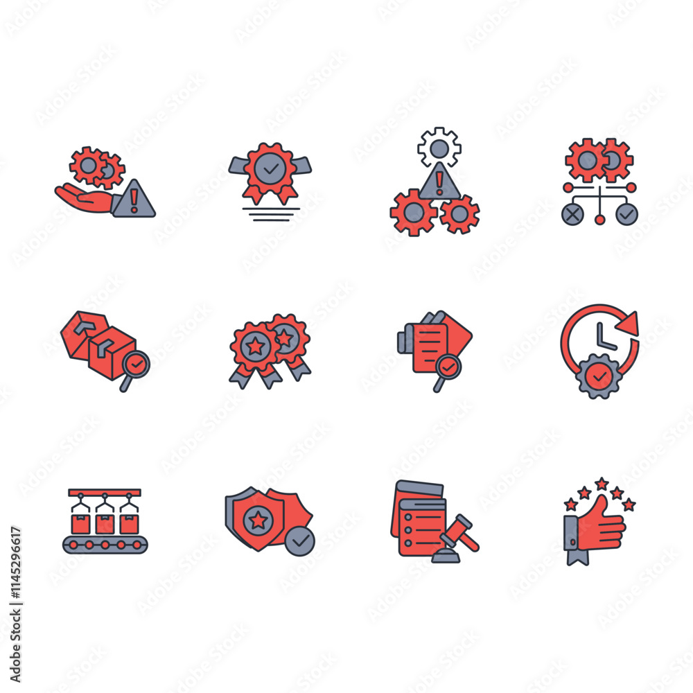 Poster quality control icon set.vector.editable stroke.linear style sign for use web design,logo.symbol ill