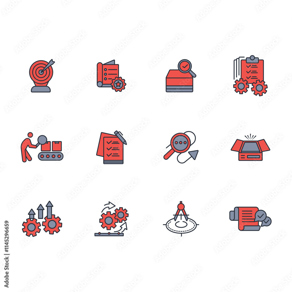 Poster quality control icon set.vector.editable stroke.linear style sign for use web design,logo.symbol ill