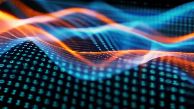 Digital Waves of Binary Code An Abstract Journey Through Technology, Data Flow, Connectivity, and Innovation in Vibrant Visual Experience