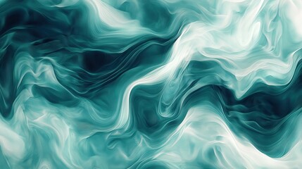 Obraz premium Abstract Teal and White Swirling Wave Pattern Design