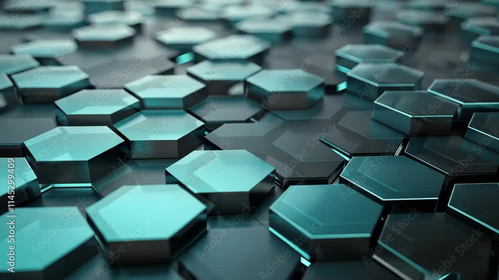 Aufkleber discover stunning hexagonal patterns that illuminate innovation in technology against a sleek dark b