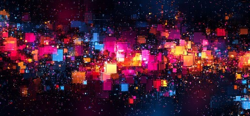 Obraz premium Vibrant colorful abstract square particles background.