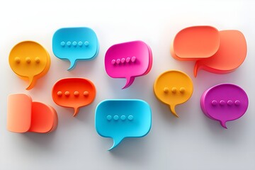 Many different colorful speech bubbles