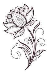 hand drawn lotus vector design illustration.