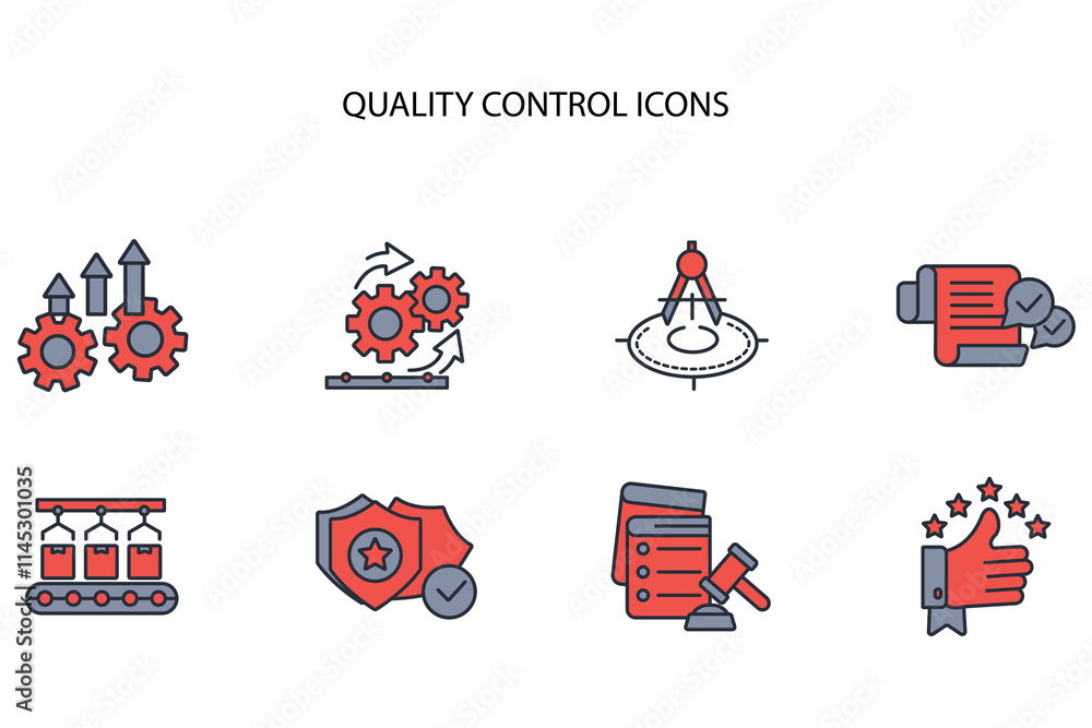 Poster quality control icon set.vector.editable stroke.linear style sign for use web design,logo.symbol ill