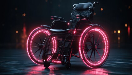 Fototapeta premium Futuristic Wheelchair with Neon Lights