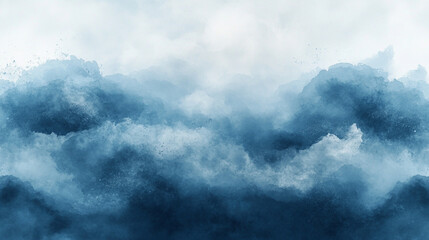 watercolor background in dark blue with chaotic, grunge texture, symbolizing turbulence, confusion, and deep emotions, ideal for banners or backgrounds conveying intensity and complexity