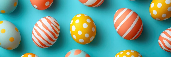 Retro Easter egg patterns with bold stripes and polka dots
