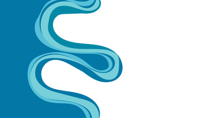 Modern wavy blue ocean on a clean white background. Perfect for modern website headers, business presentations, brochures.
