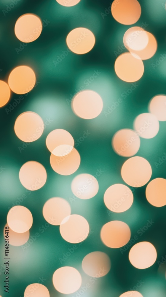 Aufkleber defocused abstract bokeh background featuring festive green and gold bubble lights with a small size